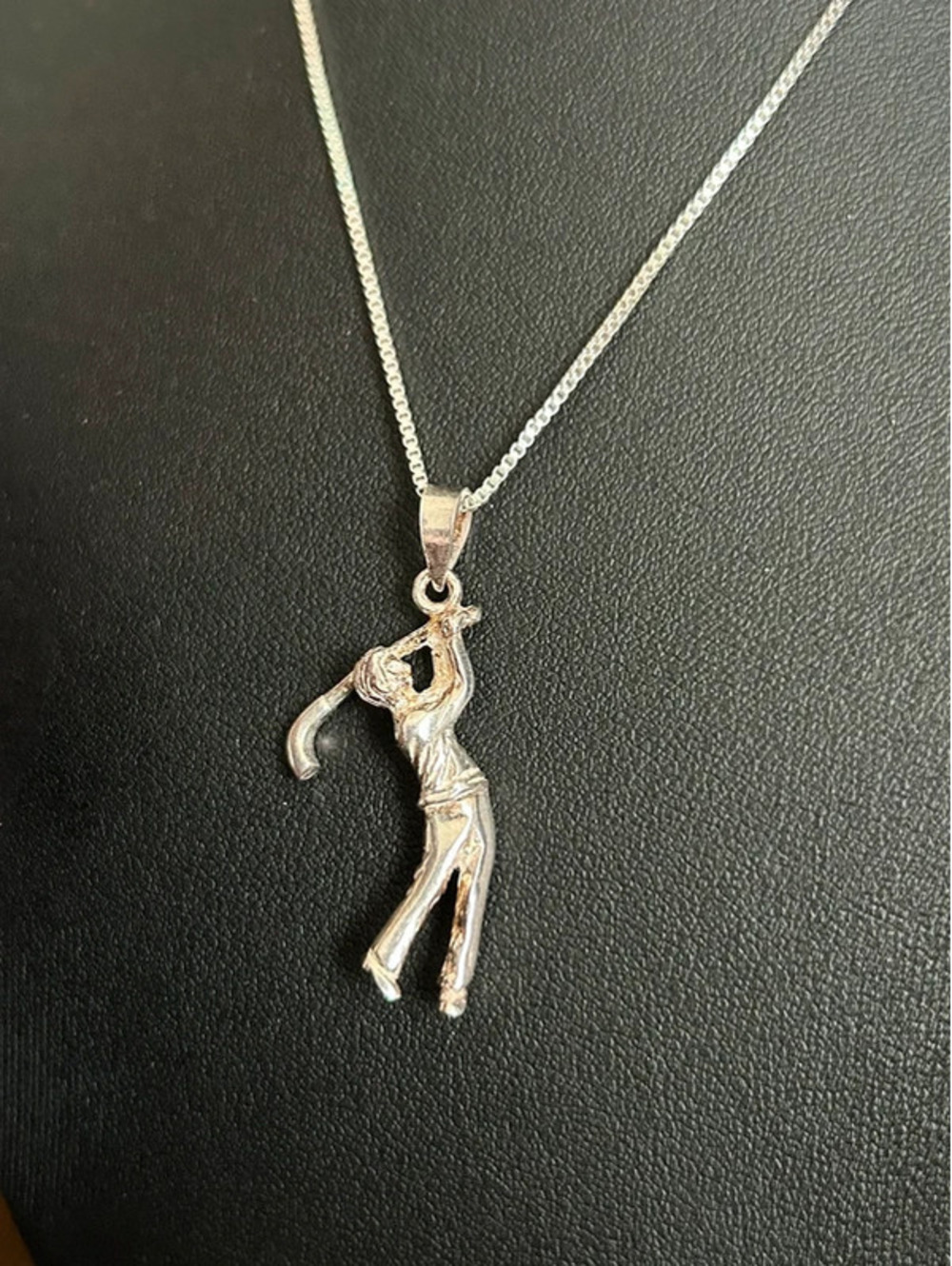 Vintage Sterling Silver 925 Golfer Necklace Italian Chain Golf Pendant